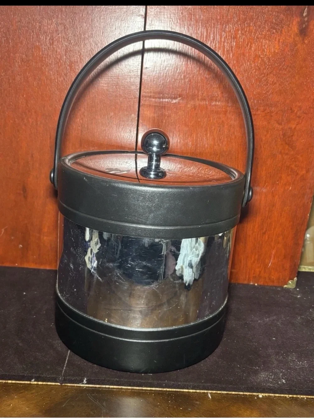 Black Stainless Steel Ice Bucket with Handle